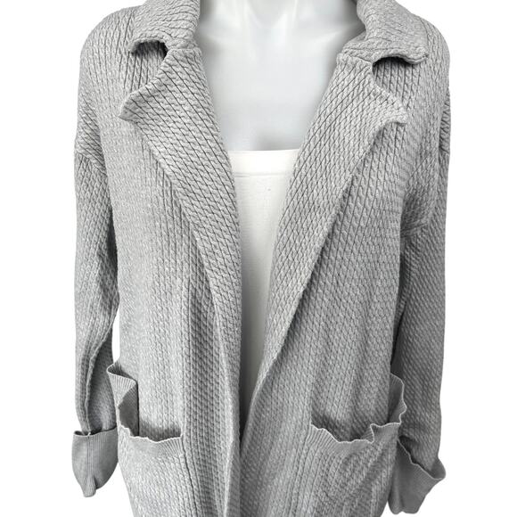 WeWoreWhat Women's Gray Cable Knit Long Sleeve Open Front Cardigan Sweater XXS - Picture 3 of 5